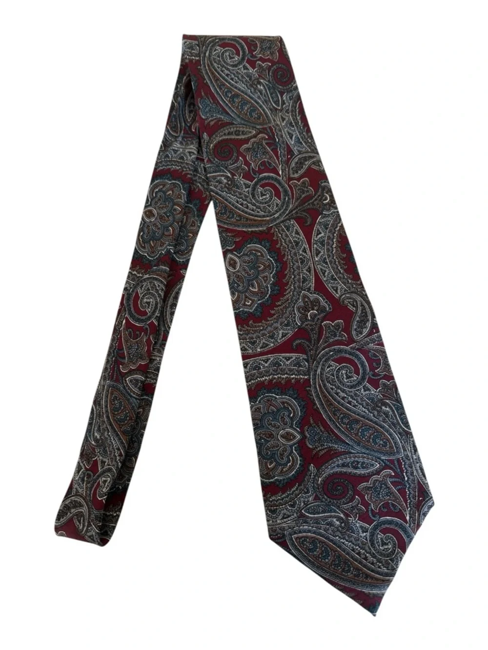 Warren Scott Vintage Silk Tie Red Paisley Necktie Classic Retro USA Office Event